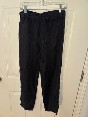 Women’s Black Elastic Waist Drawstring Barrel Ankle Pants Size L
